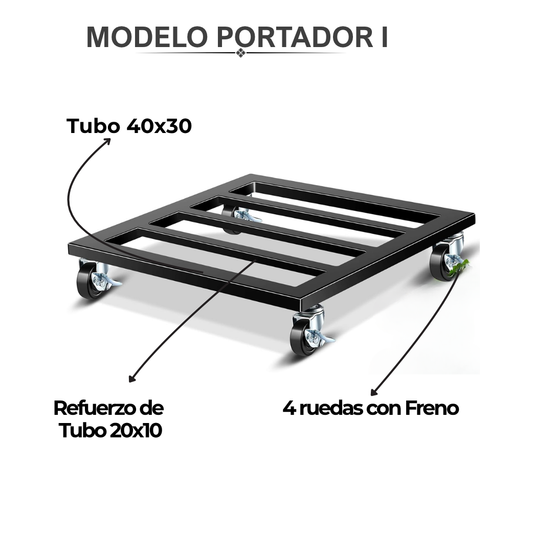 Portador Pro I / Porta Macetas Con Ruedas 60x60cm