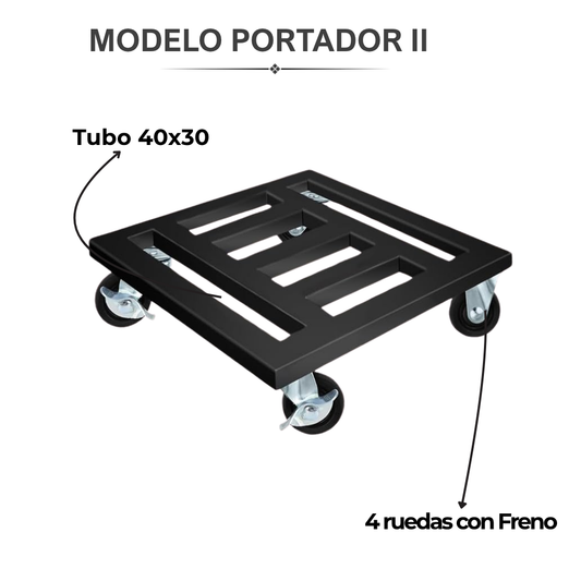 Portador II / Porta Macetas Con Ruedas 40x40cm